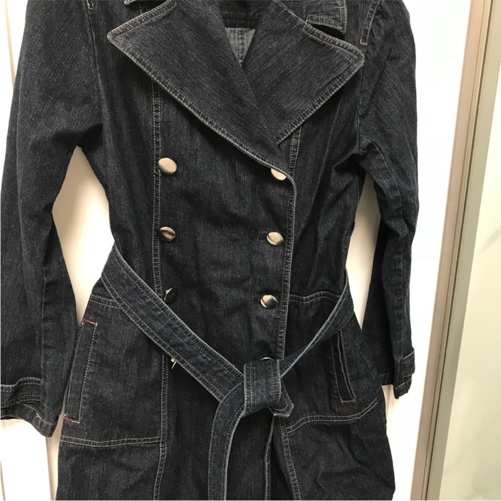 Denim trench coat jacket